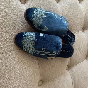 Zara Velvet Loafer with Peacock embroidery